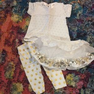 White and Gold Polka Dot Baby Outfit